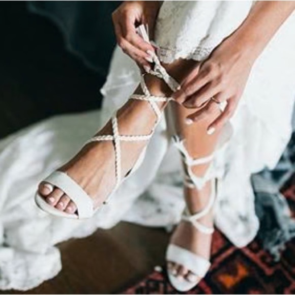 Forever Soles Shoes - Forever Soles Braided Strappy Block Heels Bride Wedding size 41 US 10 Tassel